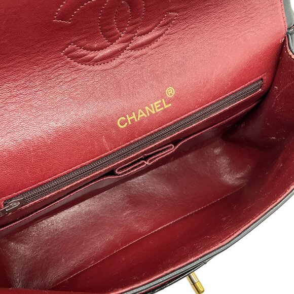 Chanel Vintage 1980's Black Leather Classic Square Double Flap Bag - Picture 10 of 11